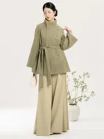 New Chinese Style Outfit Set for Women – Elegant Daily Coat, Top & Wide Pants - Image 2