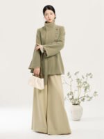 New Chinese Style Outfit Set for Women – Elegant Daily Coat, Top & Wide Pants - Image 3