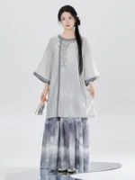 New Chinese Style Set Women – Embroidered Hanfu Inspired Outfit