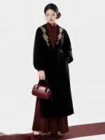 New Chinese Style Wool Coat for Women – Embroidered Elegant Daily Outerwear - Image 4