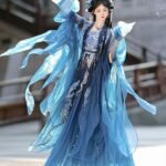 Blue Dragon Hanfu Dress Set Embroidered Chinese Outfit
