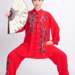 Red Phoenix Embroidered Tai Chi Uniform for Women
