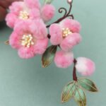 Pink Flower Hair Clip Antique Hanfu Gradient Fleece Hair Accessories