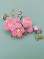 Pink Flower Hair Clip Antique Hanfu Gradient Fleece Hair Accessories - Image 2