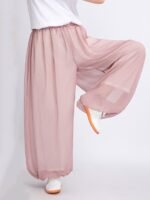 Flowy Meditation Pants for Women – Lightweight Summer Wide Leg Pants - Image 4