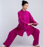 Vibrant Tai Chi Outfit for Women – Bold Pink Flow Martial Arts Set - Image 3