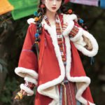National Style Velvet Red Cloak Winter