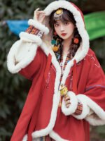 National Style Velvet Red Cloak Winter - Image 2