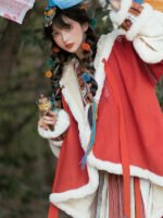 National Style Velvet Red Cloak Winter - Image 4