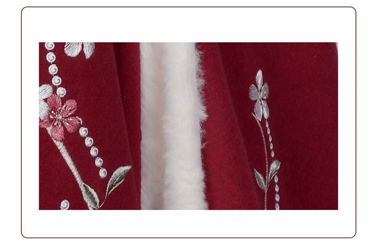 Embroidery Red Cloak With Hood