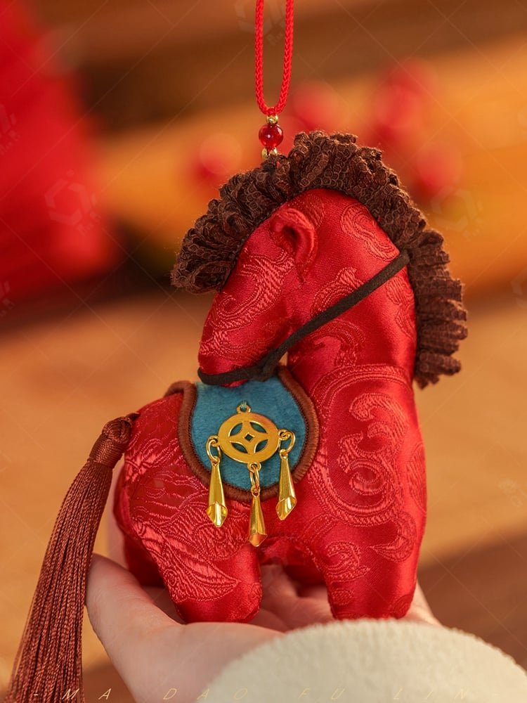 red lucky horse embroidered sachet ornament