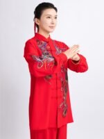 Red Phoenix Embroidered Tai Chi Uniform for Women - Image 2
