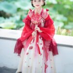Flowy Red Hanfu Dress for Girls Fairy Princess Outfit