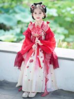 Flowy Red Hanfu Dress for Girls Fairy Princess Outfit