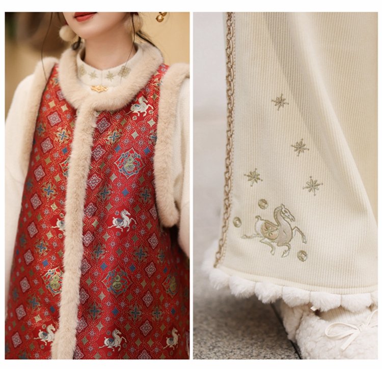 Detailed embroidery and button design