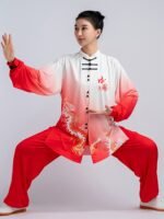 Dragon Print Tai Chi Uniform Gradient Tai Chi Suit
