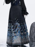 Ocean Wave Hanfu Skirt Set Brocade Chinese Outfit - Image 4