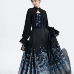 Ocean Wave Hanfu Skirt Set Brocade Chinese Outfit