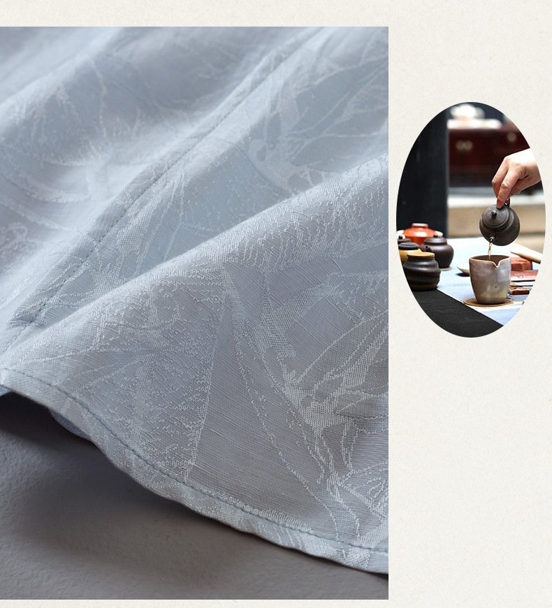 Silk-linen jacquard fabric texture of Hanfu dress