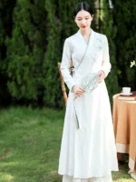 Embroidered Silk Linen Hanfu Dress Jacquard Tea Dress - Image 2