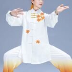 Silk Linen Tai Chi Outfit for Women Gradient Lightweight Practice Clothing