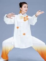 Silk Linen Tai Chi Outfit for Women Gradient Lightweight Practice Clothing