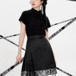 Silver Brocade Short Mamian Skirt Modern Chinese A-Line Skirt