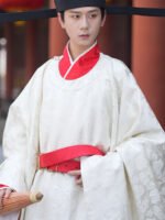 Song Style Hanfu Belt – Wide 5cm Red & Gold Leather Belt for Performance & Photography - Image 2