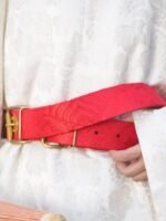 Song Style Hanfu Belt – Wide 5cm Red & Gold Leather Belt for Performance & Photography - Image 3