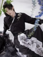 Men’s Song-Style Hanfu Set Black Wuxia Outfit