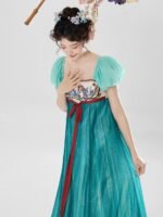 Spring Dresses for Women Flowy Embroidered Puff Sleeve Long Dress - Image 2