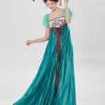 Spring Dresses for Women Flowy Embroidered Puff Sleeve Long Dress