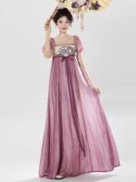 Spring Dresses for Women Flowy Embroidered Puff Sleeve Long Dress - Image 4