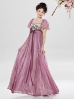 Spring Dresses for Women Flowy Embroidered Puff Sleeve Long Dress - Image 5