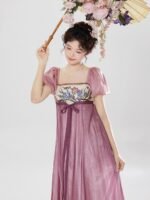 Spring Dresses for Women Flowy Embroidered Puff Sleeve Long Dress - Image 3