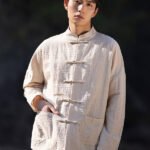 Chinese Stylish Linen Long Sleeve Shirt Solid Color