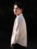 Chinese Stylish Linen Long Sleeve Shirt Solid Color - Image 3