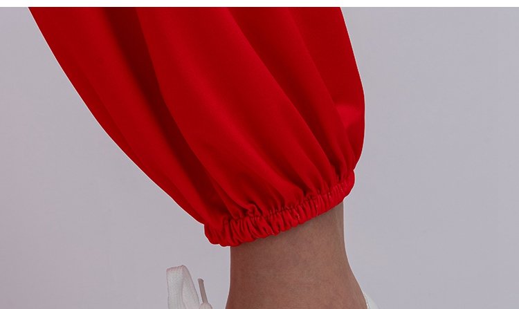 Close-up of ankle cuff on Tai Chi pants