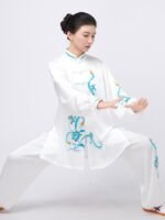 Elegant Tai Chi Uniform – Embroidered Acetate Kung Fu Performance Suit - Image 3