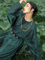 Fashion Hanfu Tang Dynasty Round Neck Robe Men - Image 3