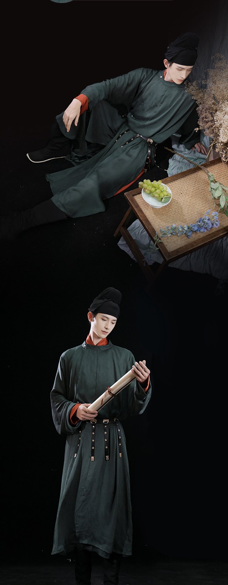 Men's Hanfu Robe Green