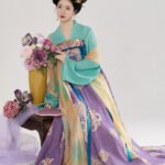 Tang Style Chest-High Hanfu Dress Set with Chiffon Shawl