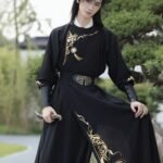 Men’s Tang-Style Hanfu Robe with Gold Embroidery