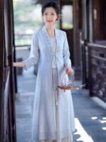 Tencel Tea Meditation Dress Embroidered Long Robe - Image 4