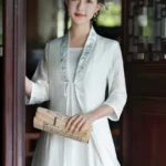 Tencel Tea Meditation Dress Embroidered Long Robe
