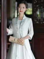 Tencel Tea Meditation Dress Embroidered Long Robe