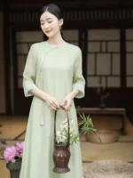 Tencel Jacquard Zen Tea Dress with Embroidery