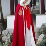 Red Thick Winter Cloak Ancient Style Cape Hanfu Cosplay
