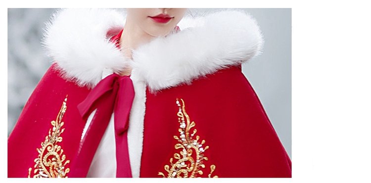 Red Thick Winter Cloak Hanfu Cosplay