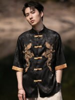 Exquisite Men’s Traditional Tang Suit Embroidered Chinese style Shirt